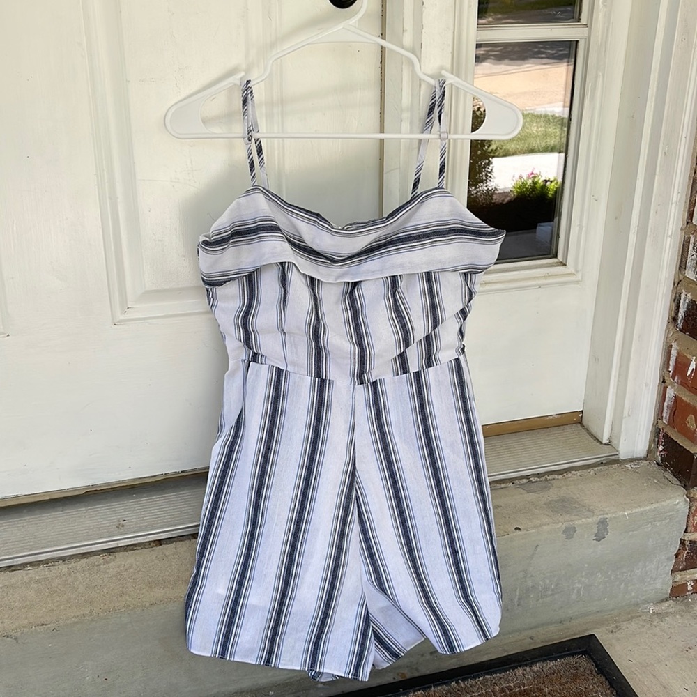 Altar'd State Blue/White Linen Romper